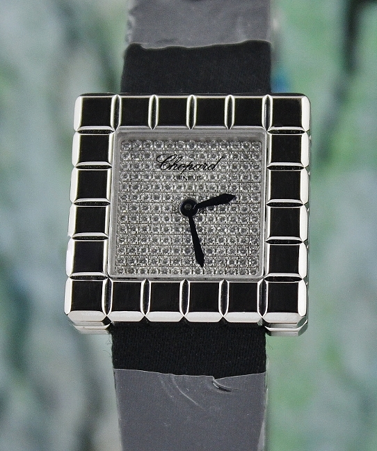 (image for) A CHOPARD 18K WHITE GOLD ORIGINAL FULL PAVED DIAMOND WATCH